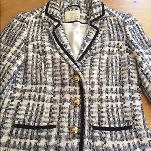 Kate Spade NY tweed jacket blazer Blue and White